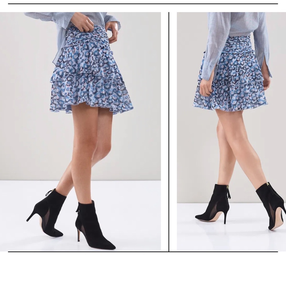 Reiss Barissa Blue Floral Mini Skirt